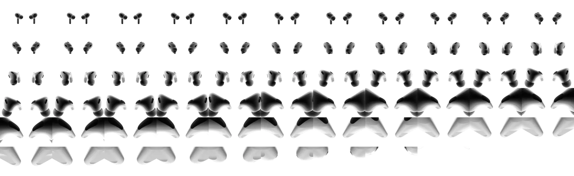 The frames from the Airpods Pro animation shown above packed into a spritesheet.